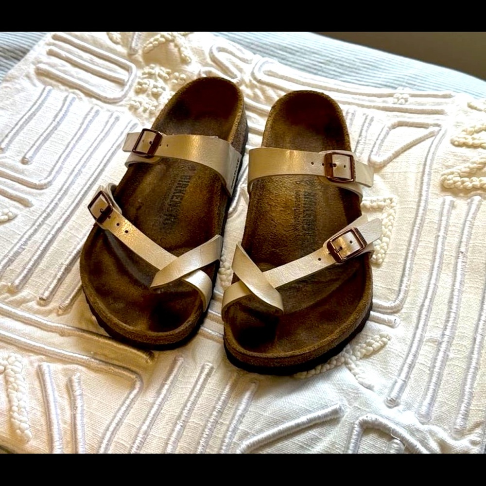 Birkenstock leather slide sandals